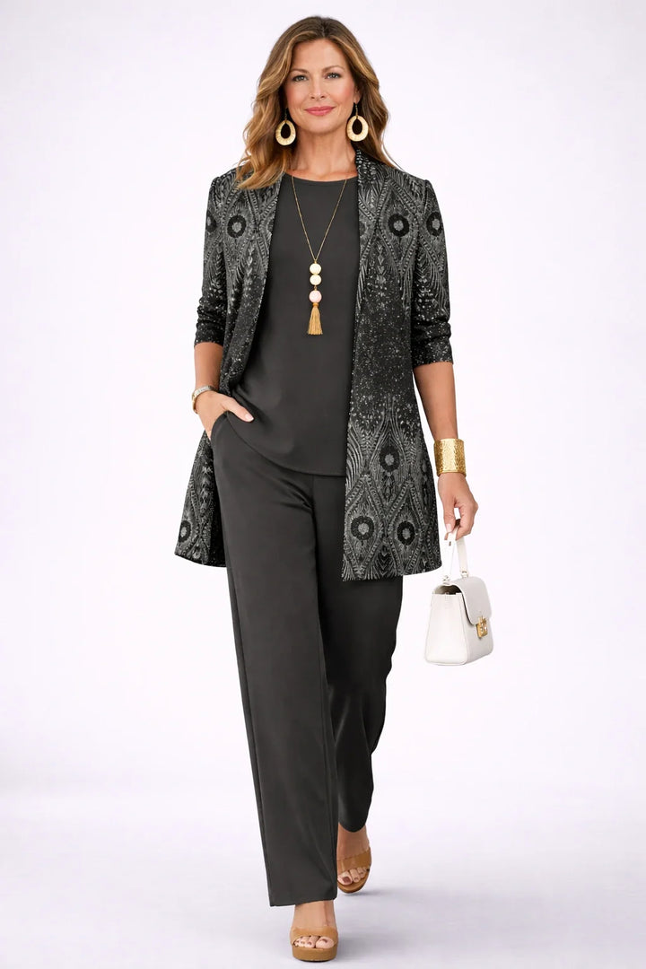 Vera | Black &amp; Silver Paisley Three-Piece Set
