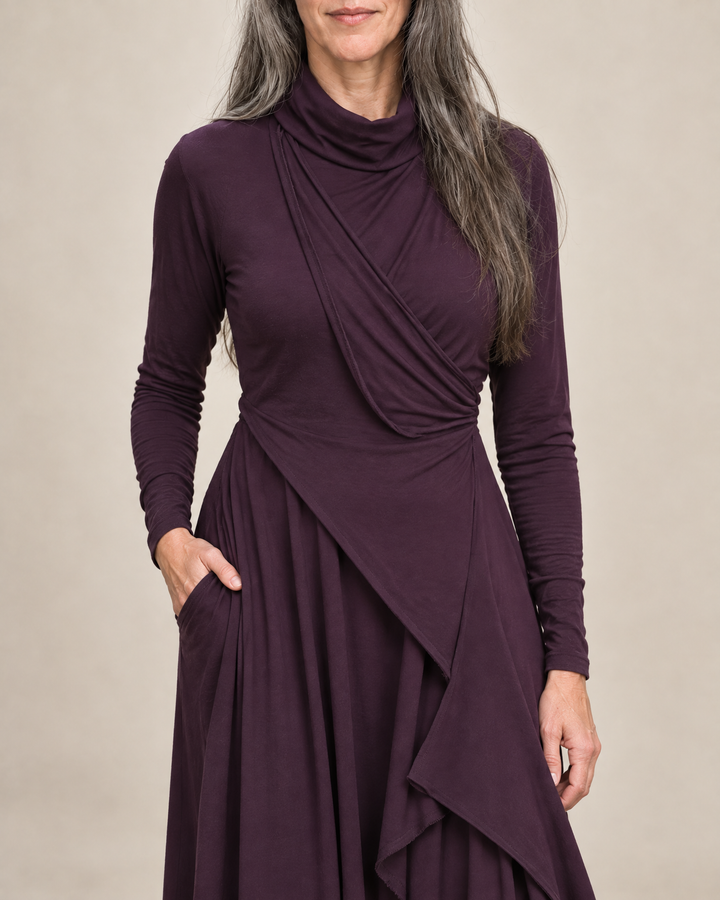 Kerry | Draped Turtleneck Maxi Dress