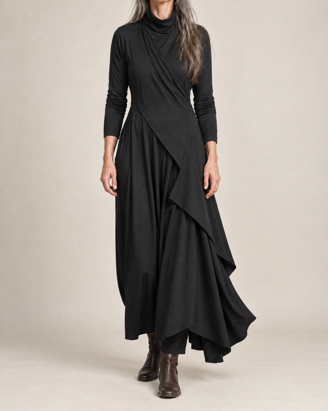 Kerry | Draped Turtleneck Maxi Dress