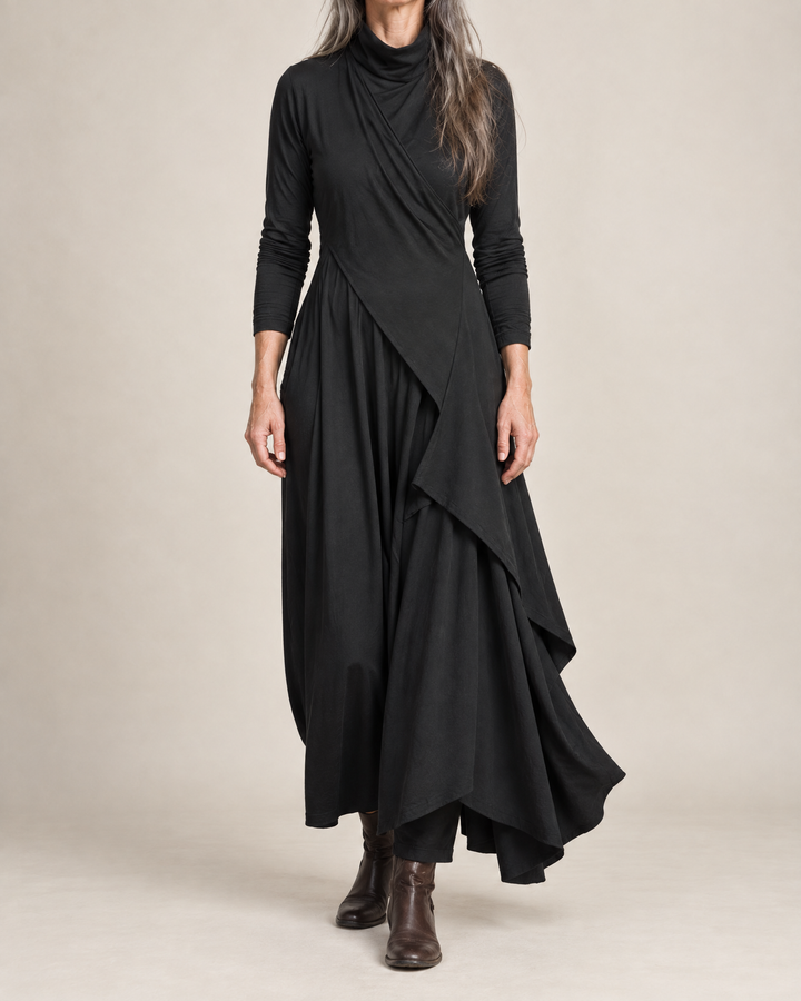 Kerry | Draped Turtleneck Maxi Dress