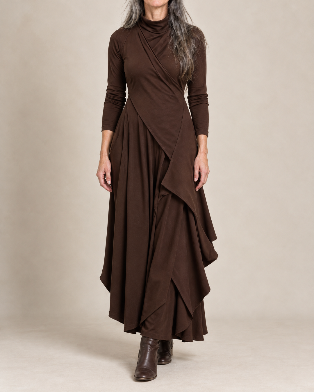Kerry | Draped Turtleneck Maxi Dress