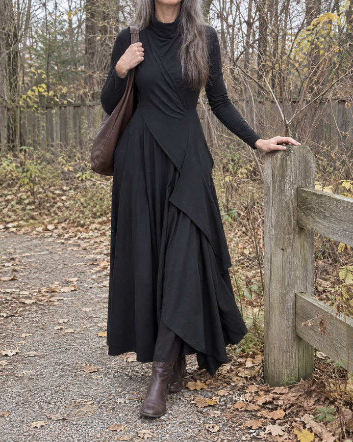 Kerry | Draped Turtleneck Maxi Dress