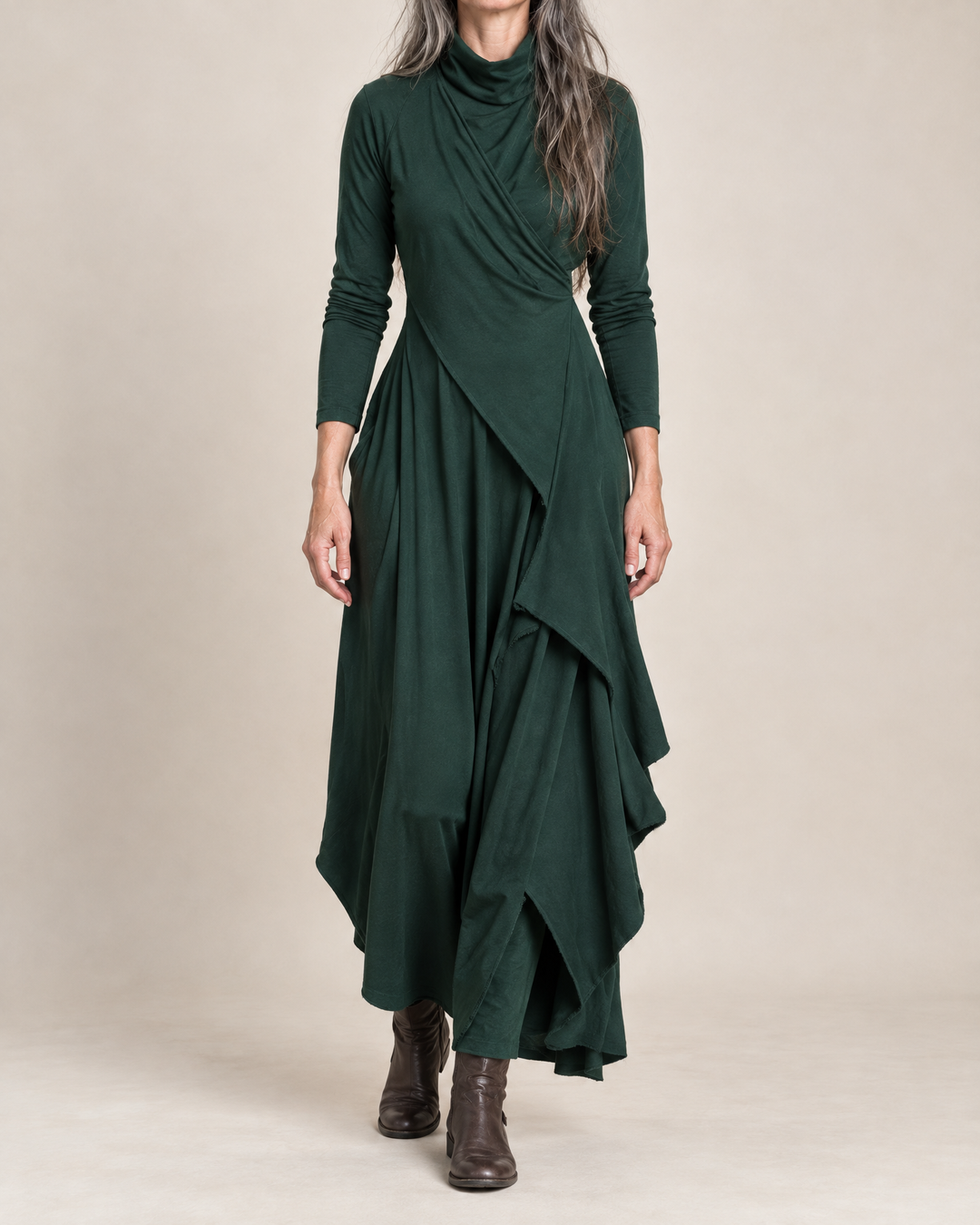 Kerry | Draped Turtleneck Maxi Dress