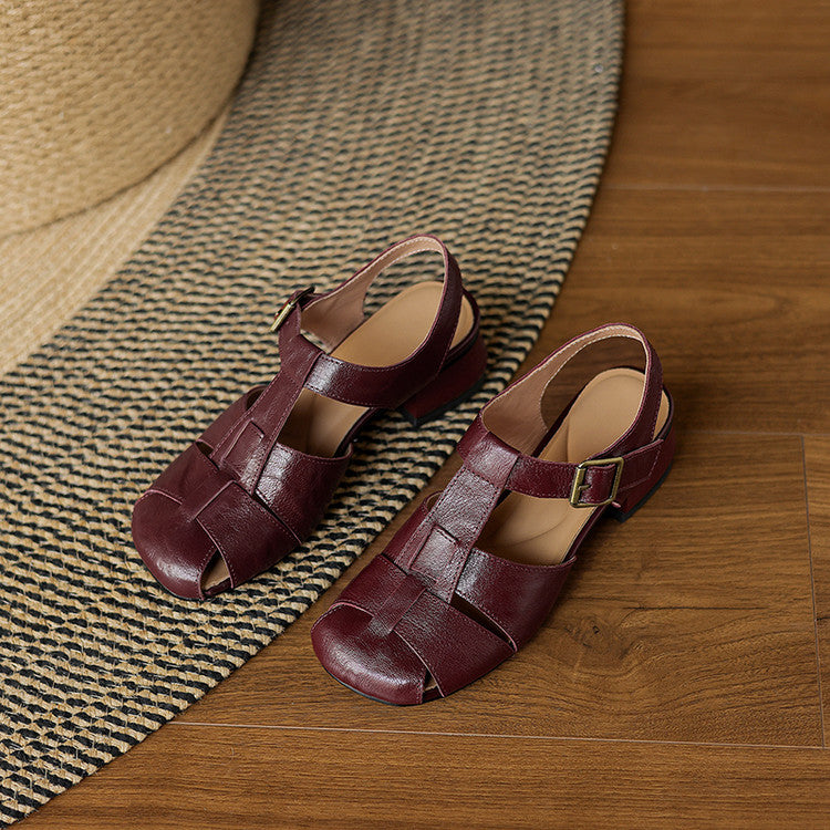 Carmen | Woven Closed-Toe Block-Heel Sandals