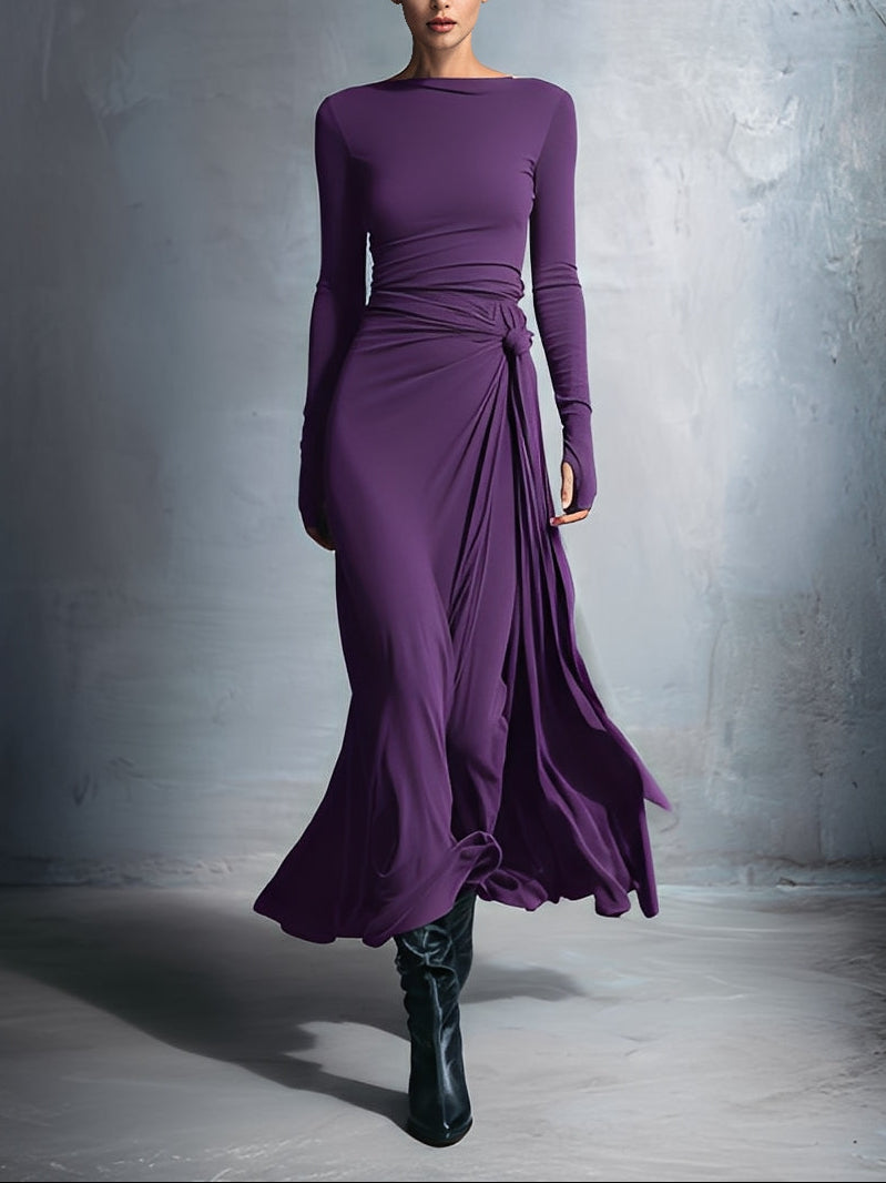 Isaure | Side-Knot Draped Jersey Maxi Dress