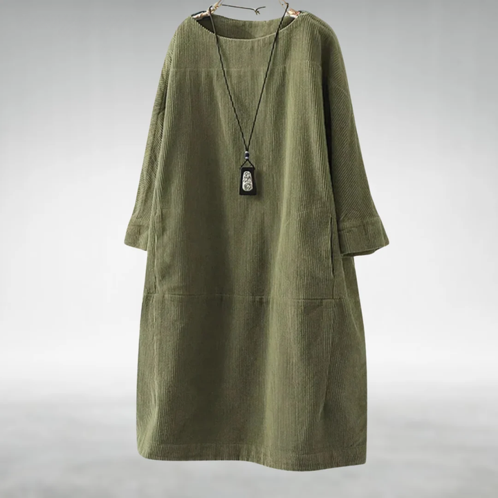 Tansy | Relaxed Corduroy Pocket Midi Dress