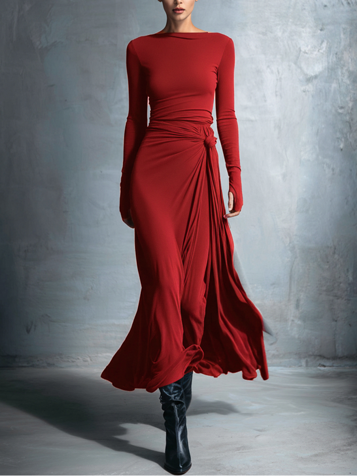 Isaure | Side-Knot Draped Jersey Maxi Dress