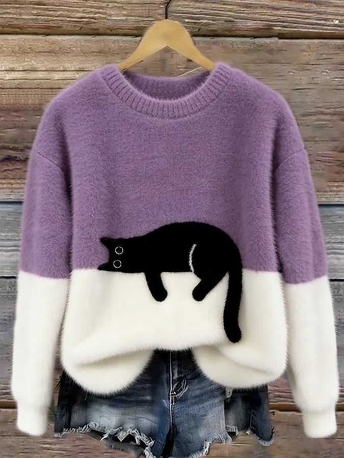 Tabitha | Novelty Cat Print Oversized Sweater