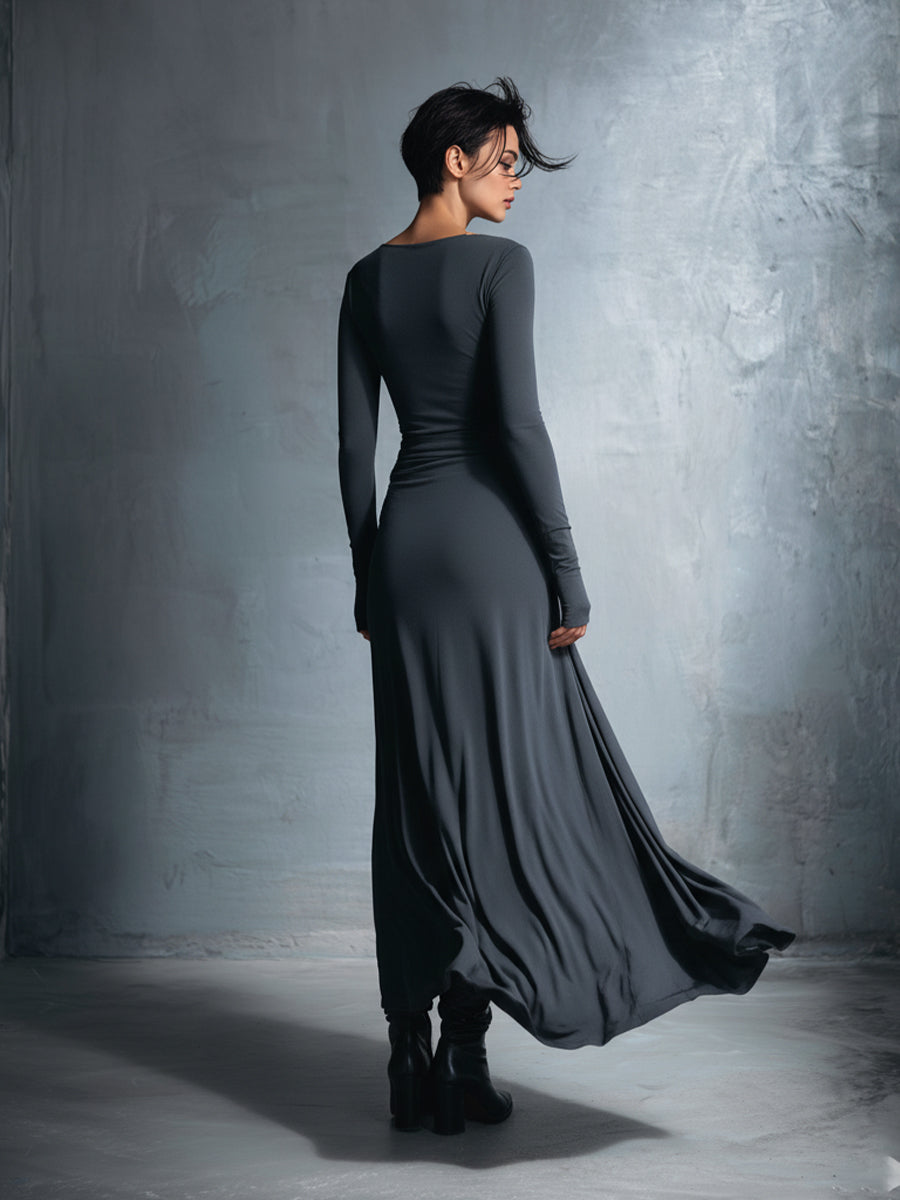 Isaure | Side-Knot Draped Jersey Maxi Dress