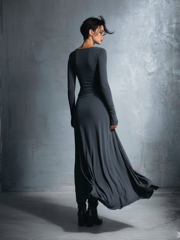 Isaure | Side-Knot Draped Jersey Maxi Dress