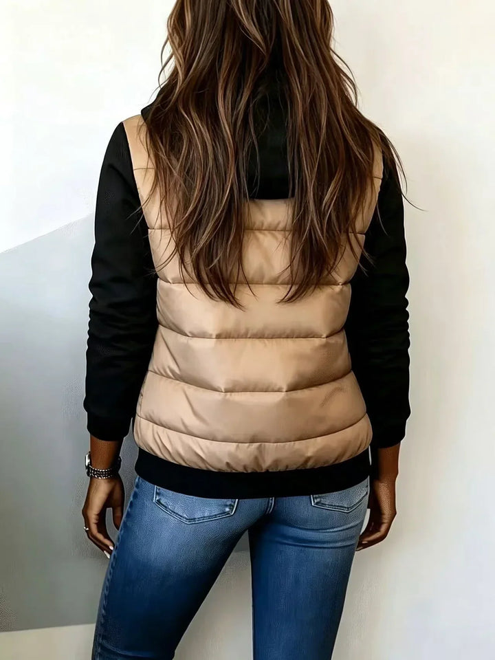 Harlow | Quilted Gilet-Style Hooded Jacket with Jersey Sleeves