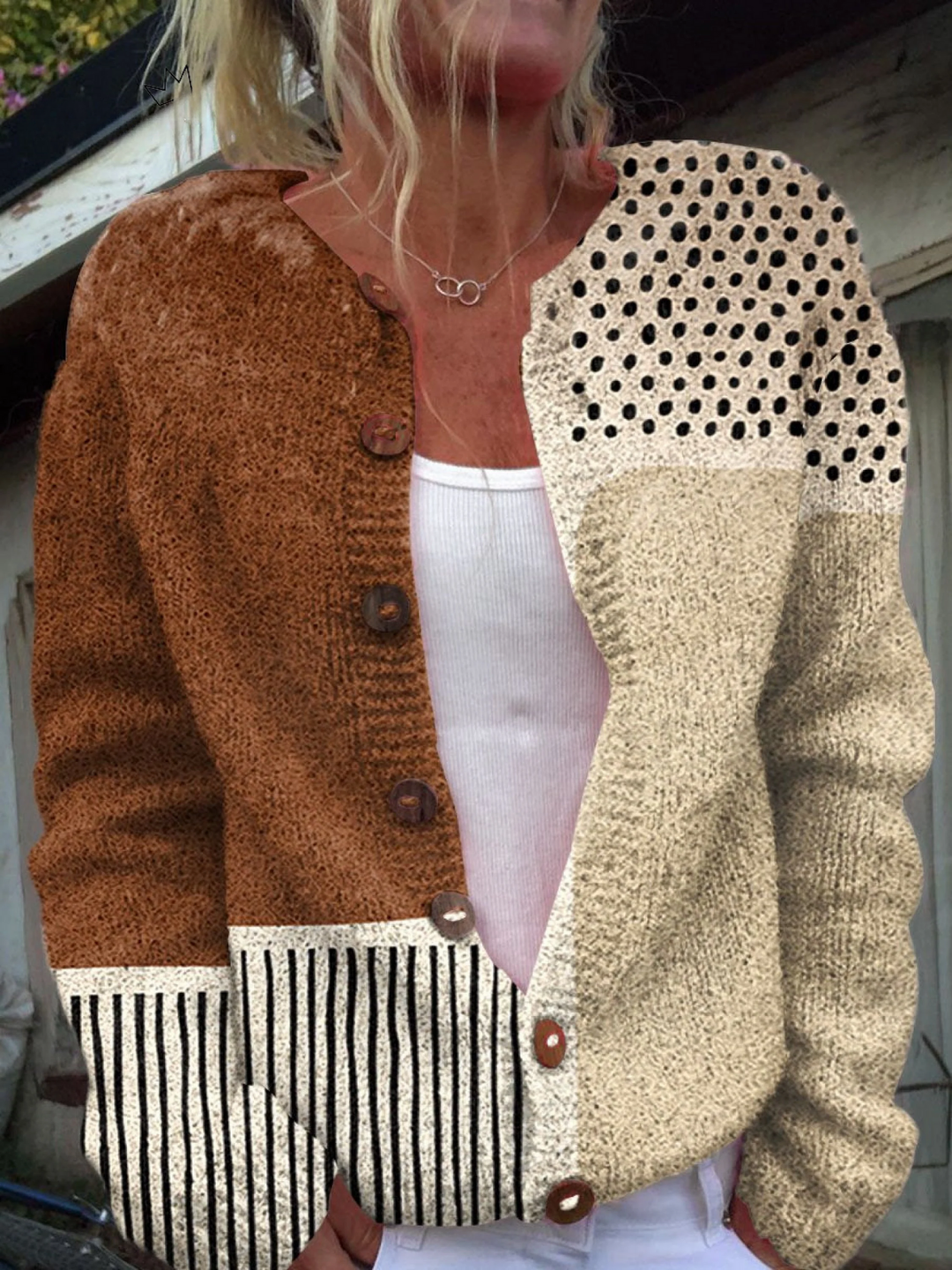 Maple | Patchwork Colour-Block Button Cardigan
