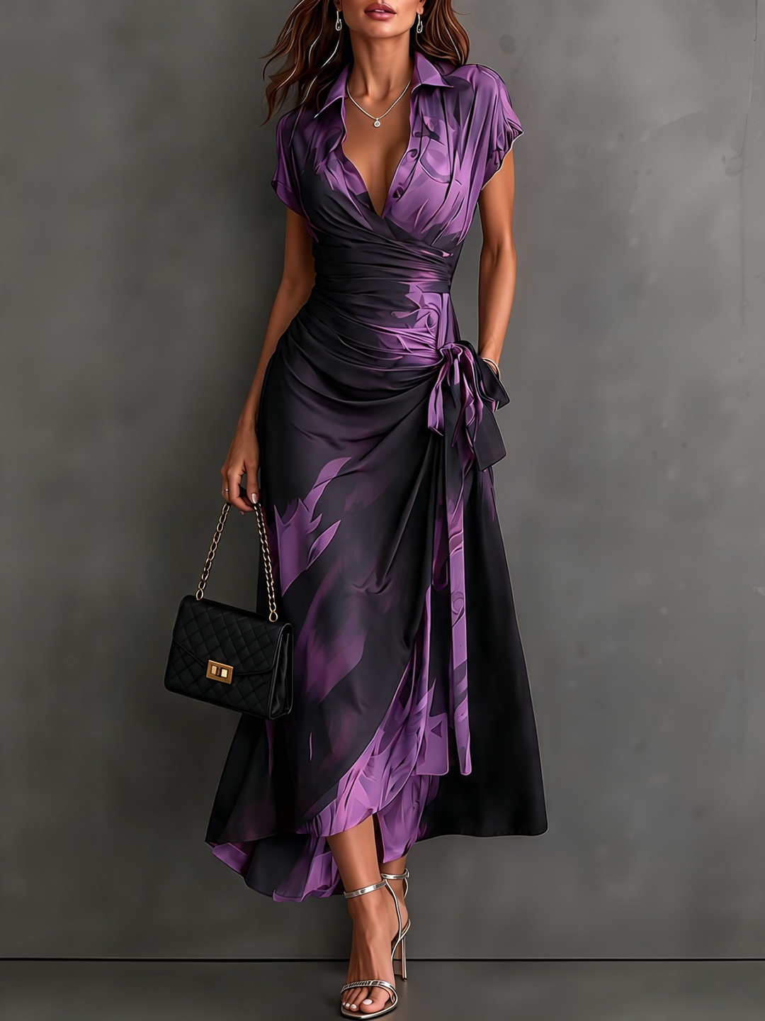 Rosalba | Abstract Print Wrap Maxi Dress