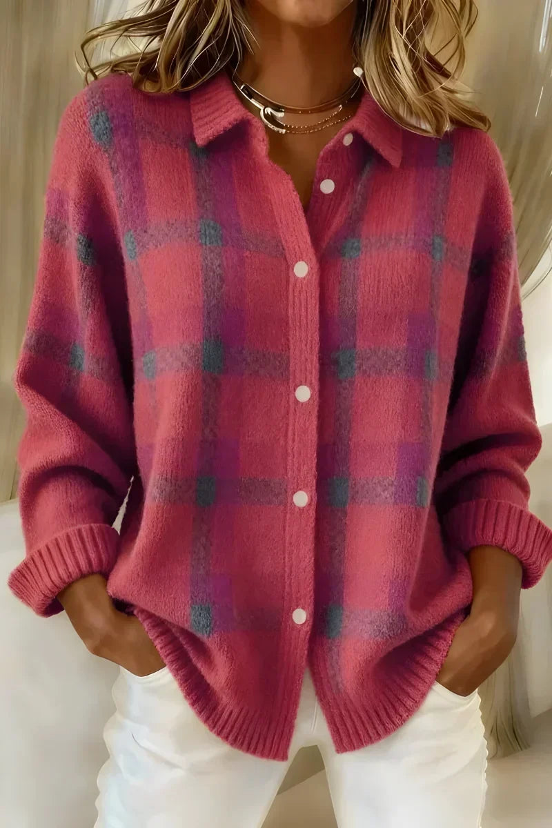Dolly | Classic Collared Plaid Cardigan
