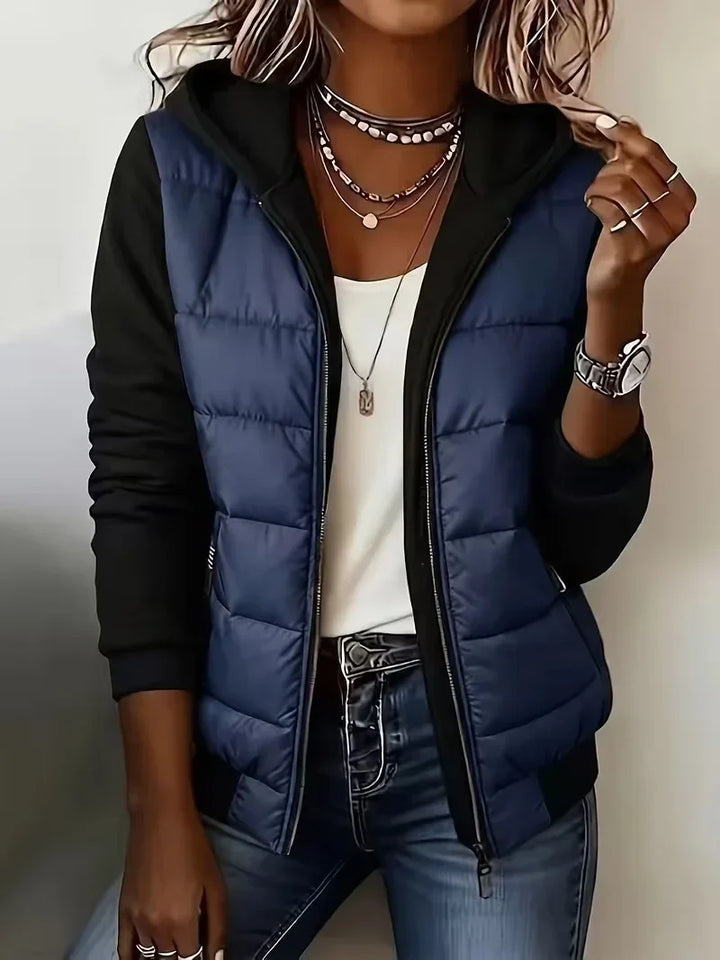 Harlow | Quilted Gilet-Style Hooded Jacket with Jersey Sleeves