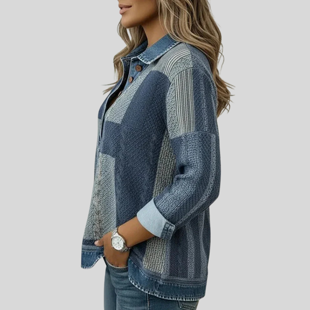 Tess | Cable Patchwork Collared Top