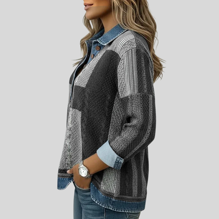 Tess | Cable Patchwork Collared Top