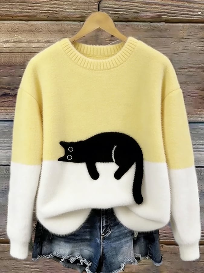 Tabitha | Novelty Cat Print Oversized Sweater