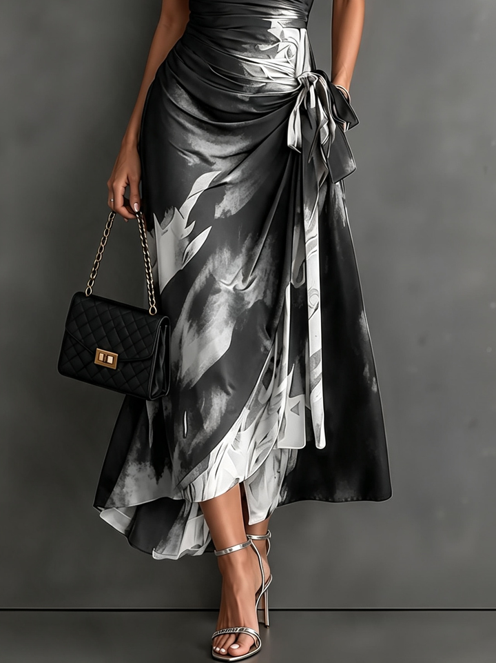 Rosalba | Abstract Print Wrap Maxi Dress