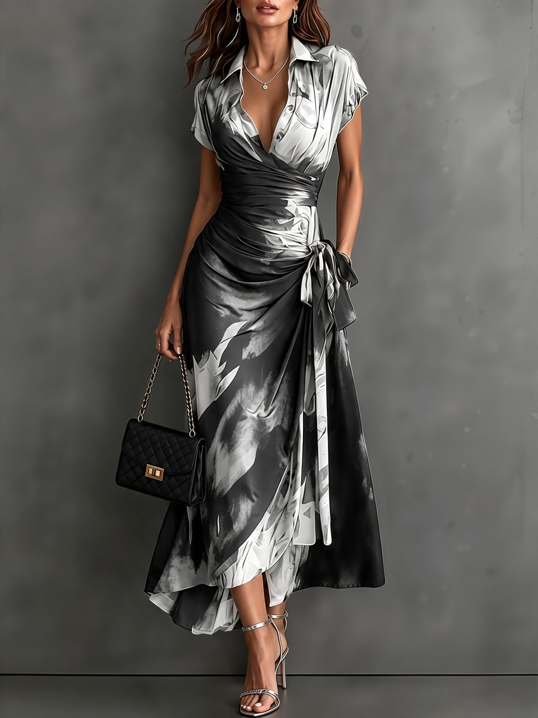 Rosalba | Abstract Print Wrap Maxi Dress