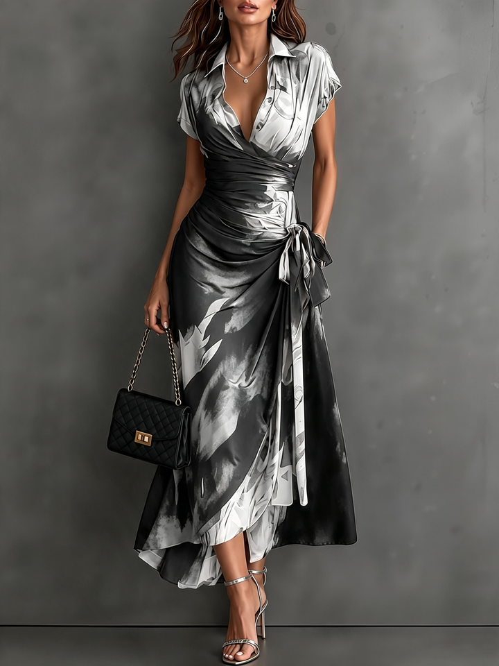 Rosalba | Abstract Print Wrap Maxi Dress
