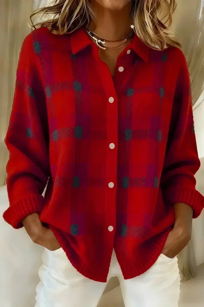 Pauline | Soft Plaid Button Cardigan