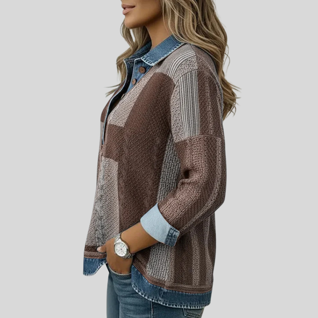 Tess | Cable Patchwork Collared Top
