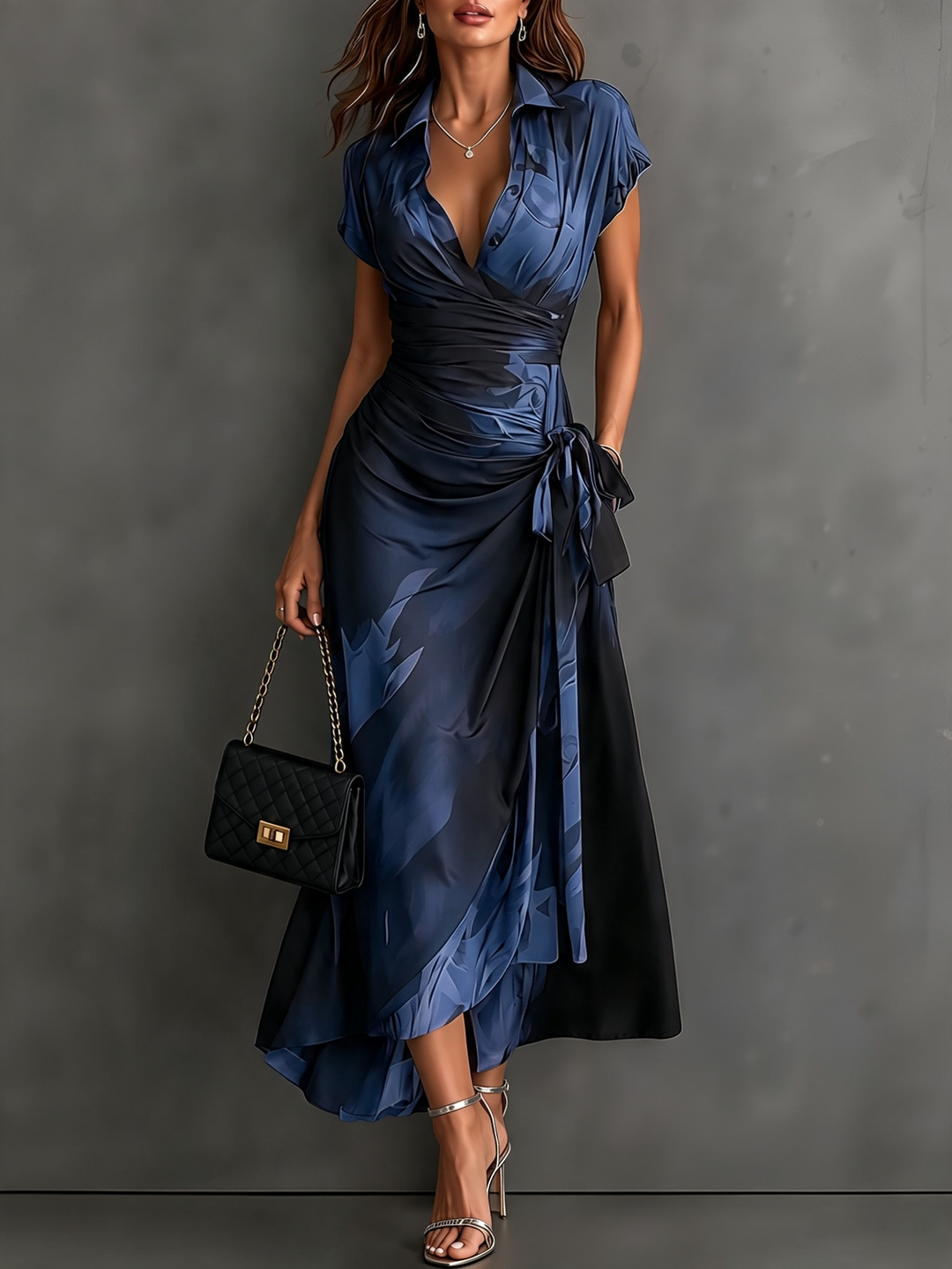 Rosalba | Abstract Print Wrap Maxi Dress