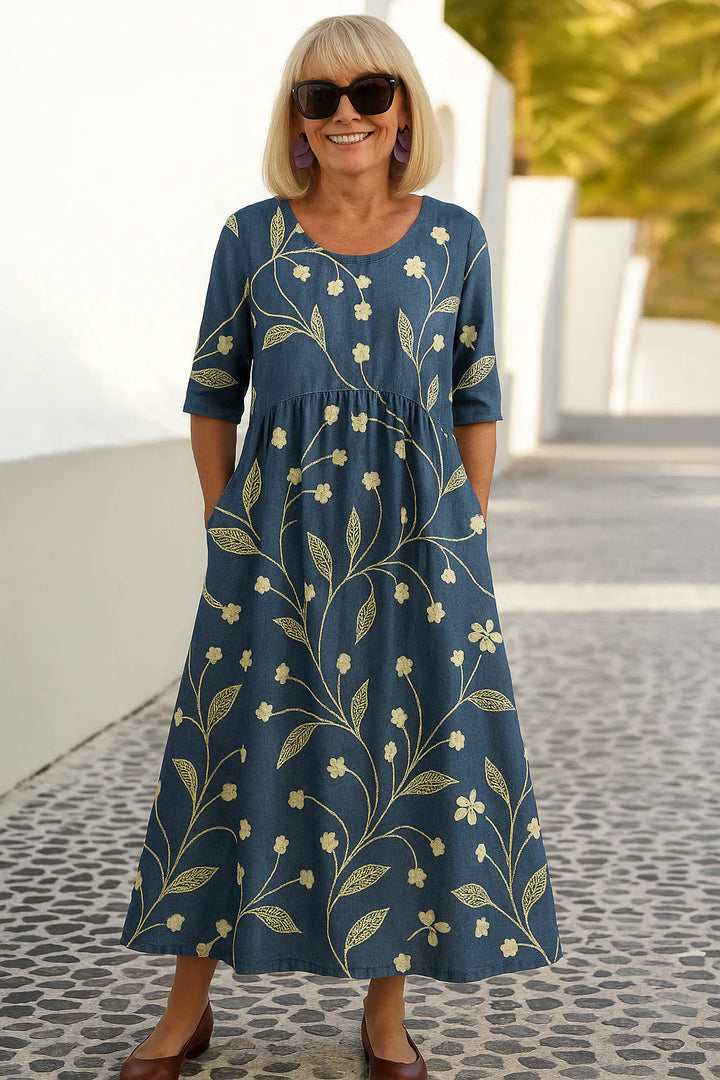 Eliza | Relaxed Midi Dress - Effortless Elegance, Everyday Comfort D