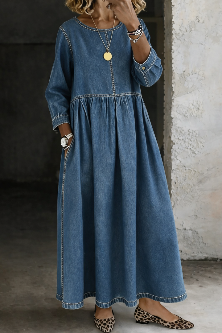 Josephina | Denim Smock Maxi Dress