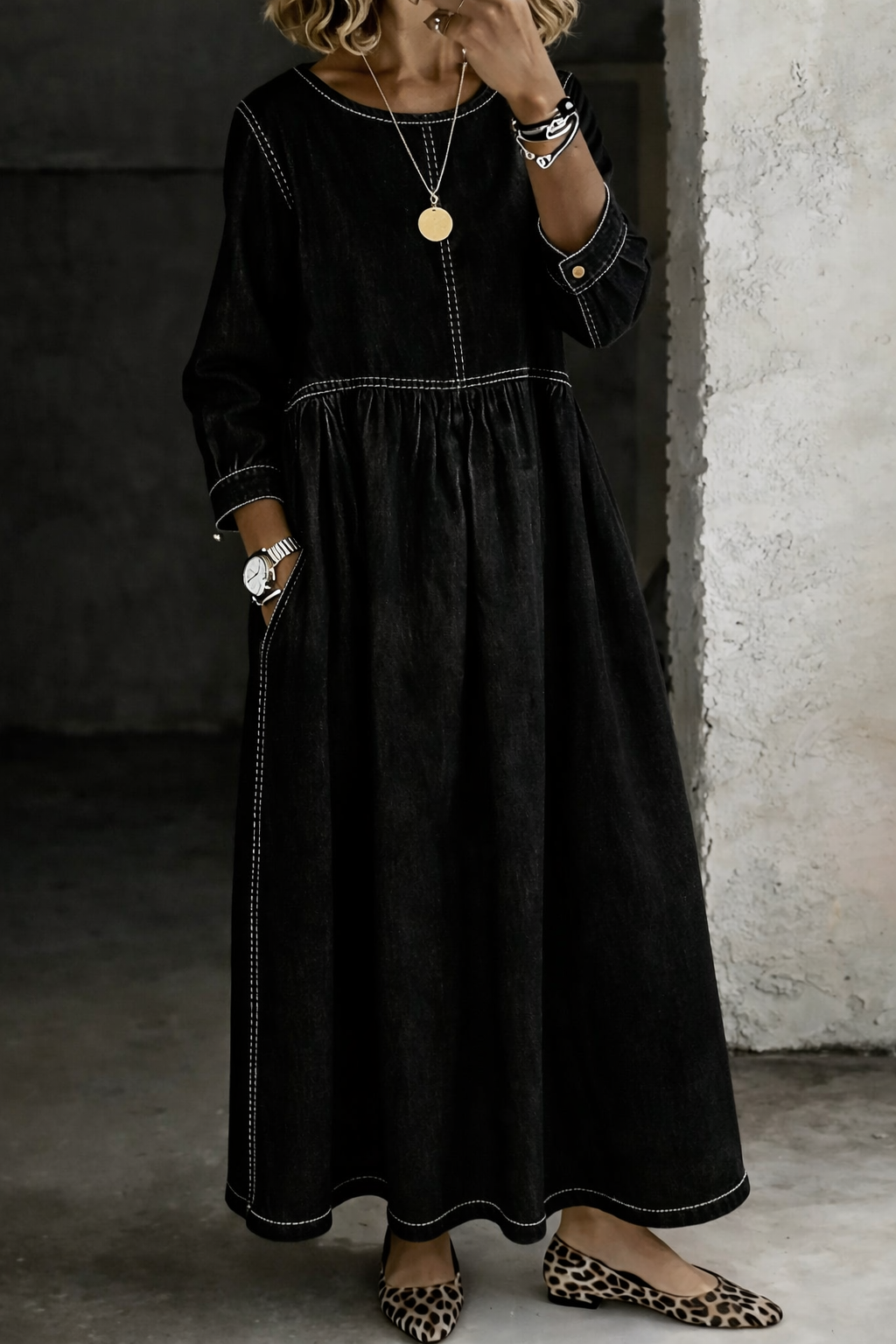Josephina | Denim Smock Maxi Dress