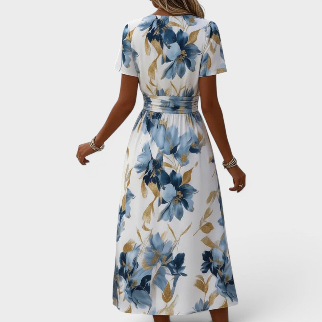 Delphine | Floral Wrap Waist Midi Dress