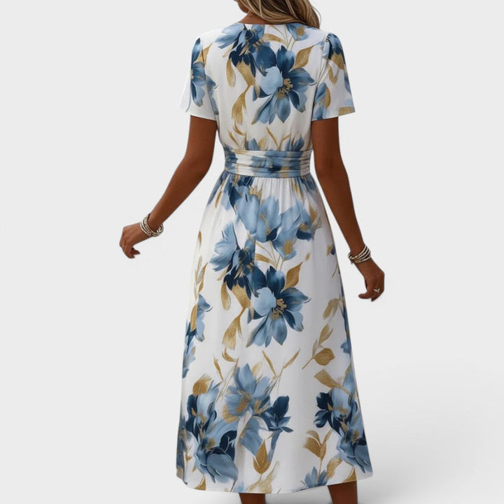 Delphine | Floral Wrap Waist Midi Dress