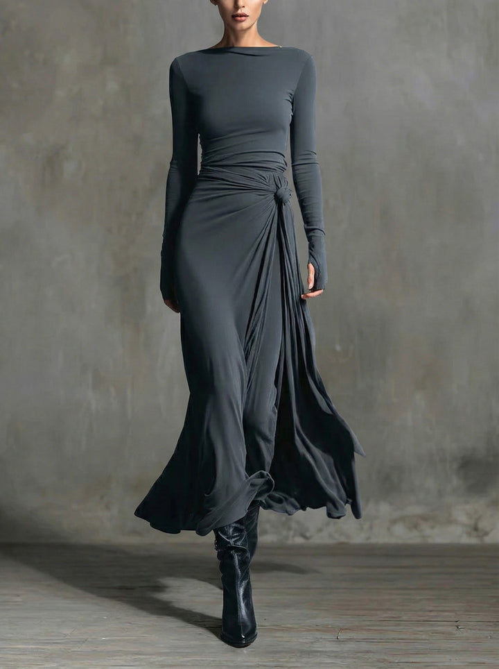 Isaure | Side-Knot Draped Jersey Maxi Dress