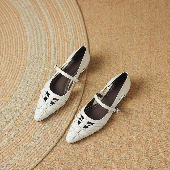 Adele | Pointed-Toe Cut-Out Mary Jane Flats