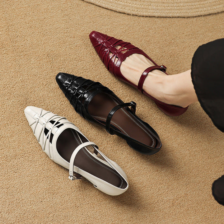 Adele | Pointed-Toe Cut-Out Mary Jane Flats