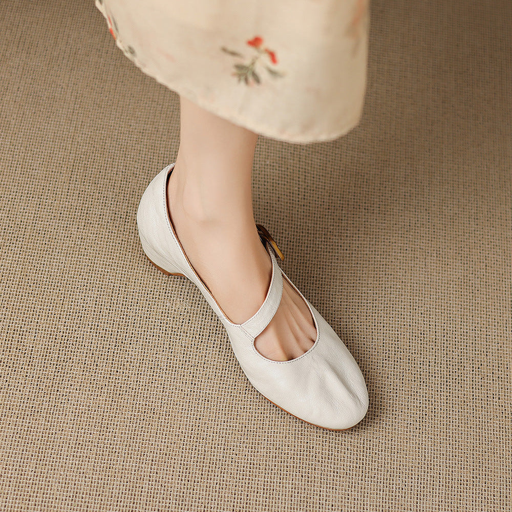 Ada | Round-Toe Buckle-Strap Mary Jane Flats