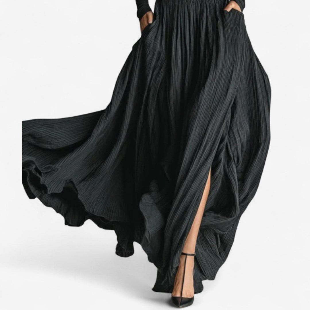 Aveline | Flowing Pleated Maxi Skirt with Side Slit