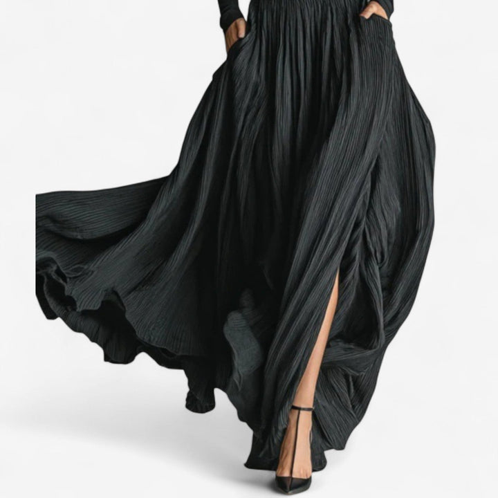 Aveline | Flowing Pleated Maxi Skirt with Side Slit
