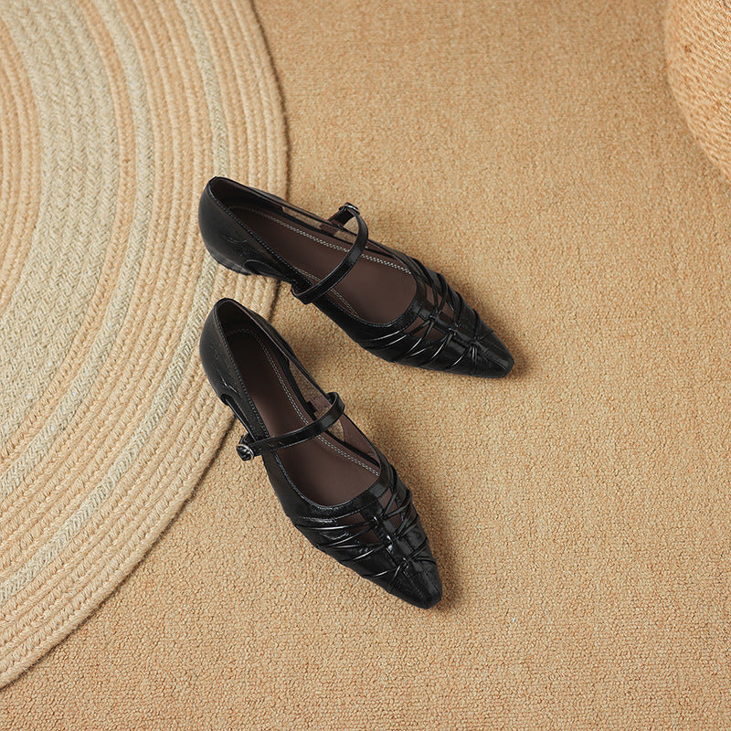 Adele | Pointed-Toe Cut-Out Mary Jane Flats