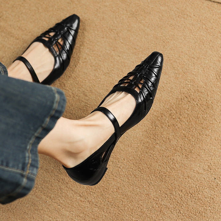 Adele | Pointed-Toe Cut-Out Mary Jane Flats