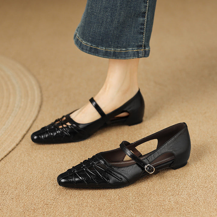 Adele | Pointed-Toe Cut-Out Mary Jane Flats