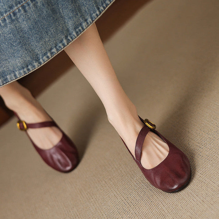 Ada | Round-Toe Buckle-Strap Mary Jane Flats
