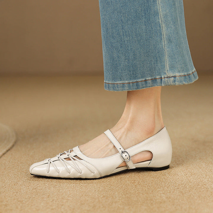 Adele | Pointed-Toe Cut-Out Mary Jane Flats