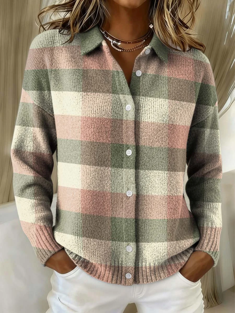 Hope | Soft Check Collared Button Cardigan