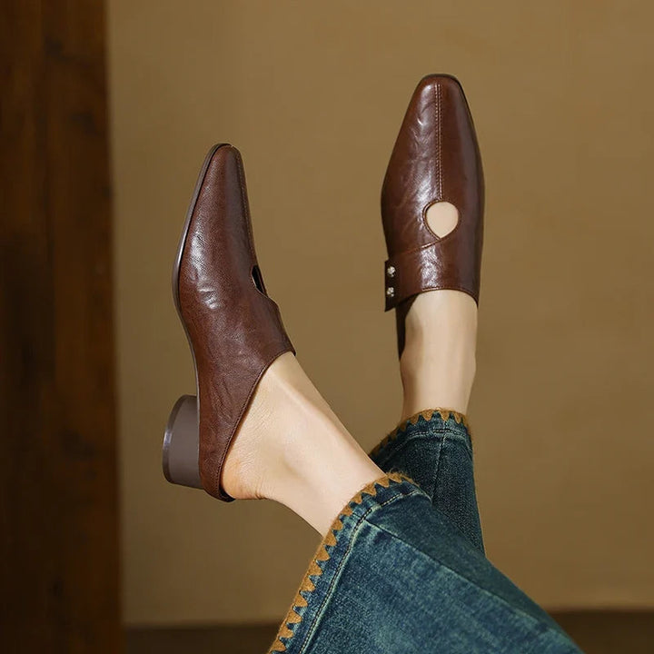 Hilda | Pointed-Toe Cut-Out Block-Heel Mules