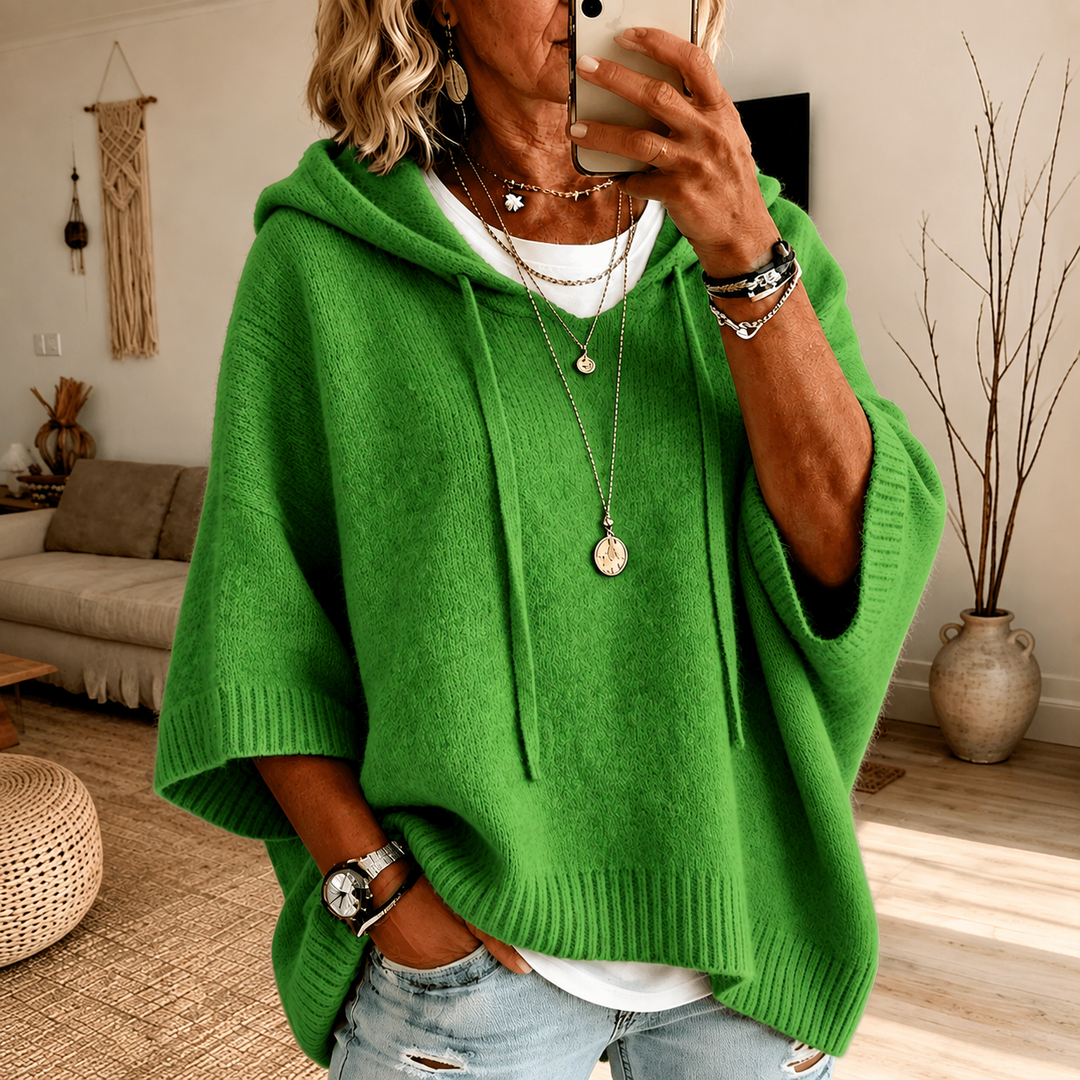 Linnea | Oversized Hooded Poncho-Style Knit Jumper