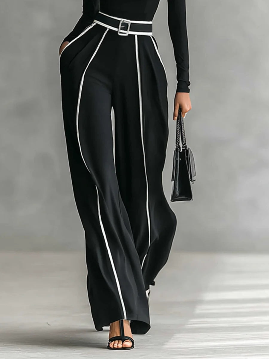 Veronique | Contrast-Piped Wide-Leg Co-ord