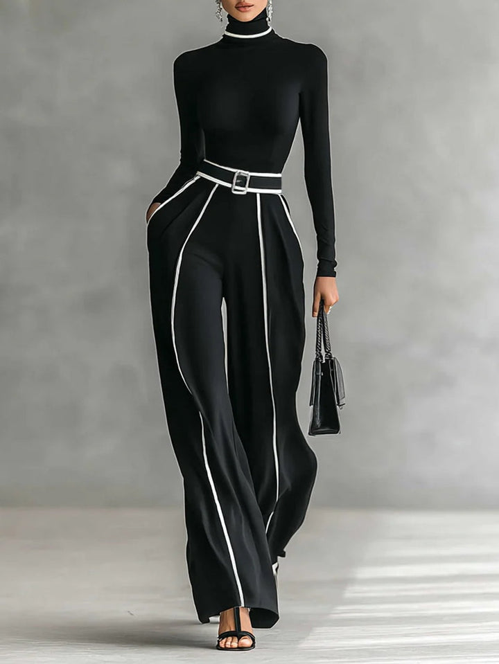 Veronique | Contrast-Piped Wide-Leg Co-ord