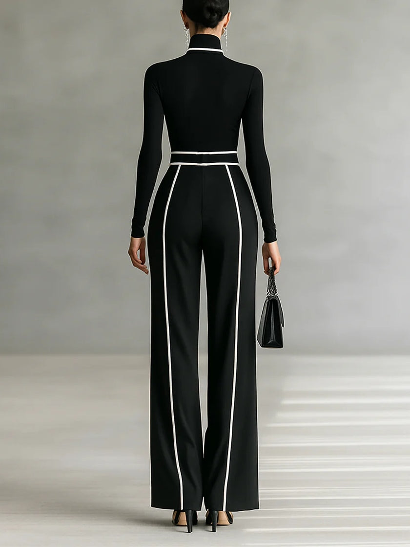 Veronique | Contrast-Piped Wide-Leg Co-ord